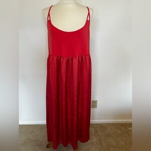 Red Sleeveless Maxi Dress - Classic Scoop Neck